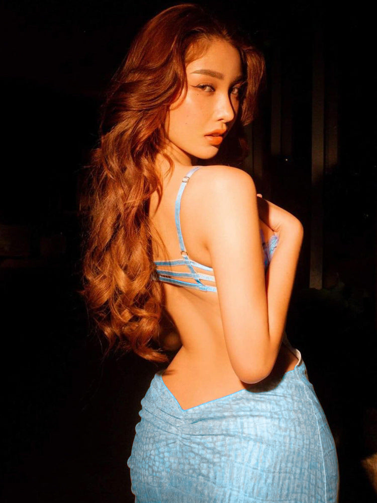 Women's Autumn Sexy Hollow Strap Print Mini Dress 5