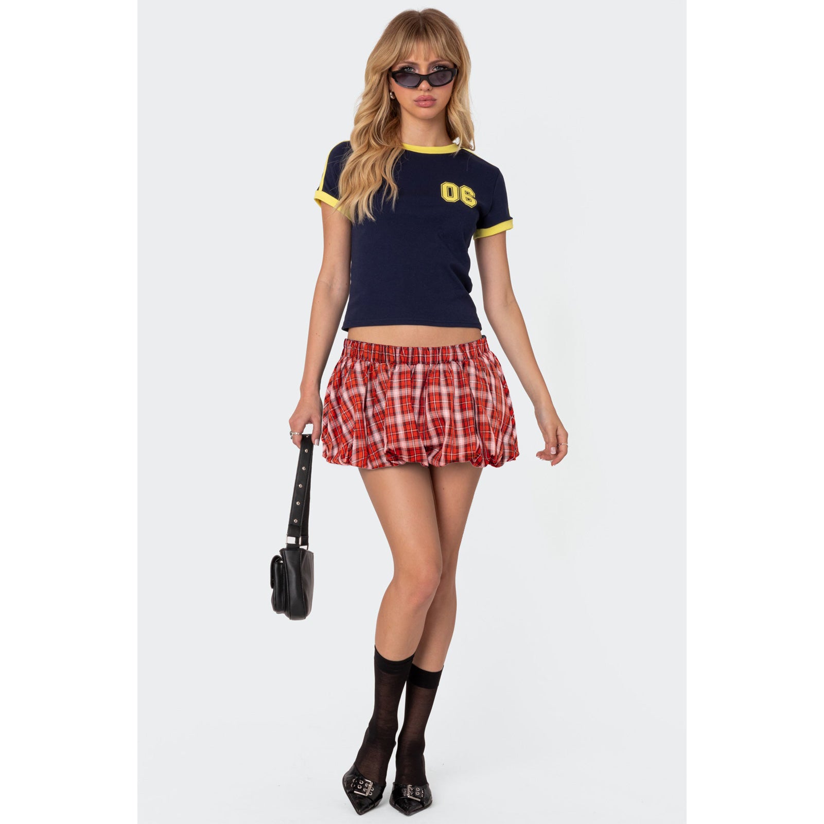 Women plaid mini pants skirt 28