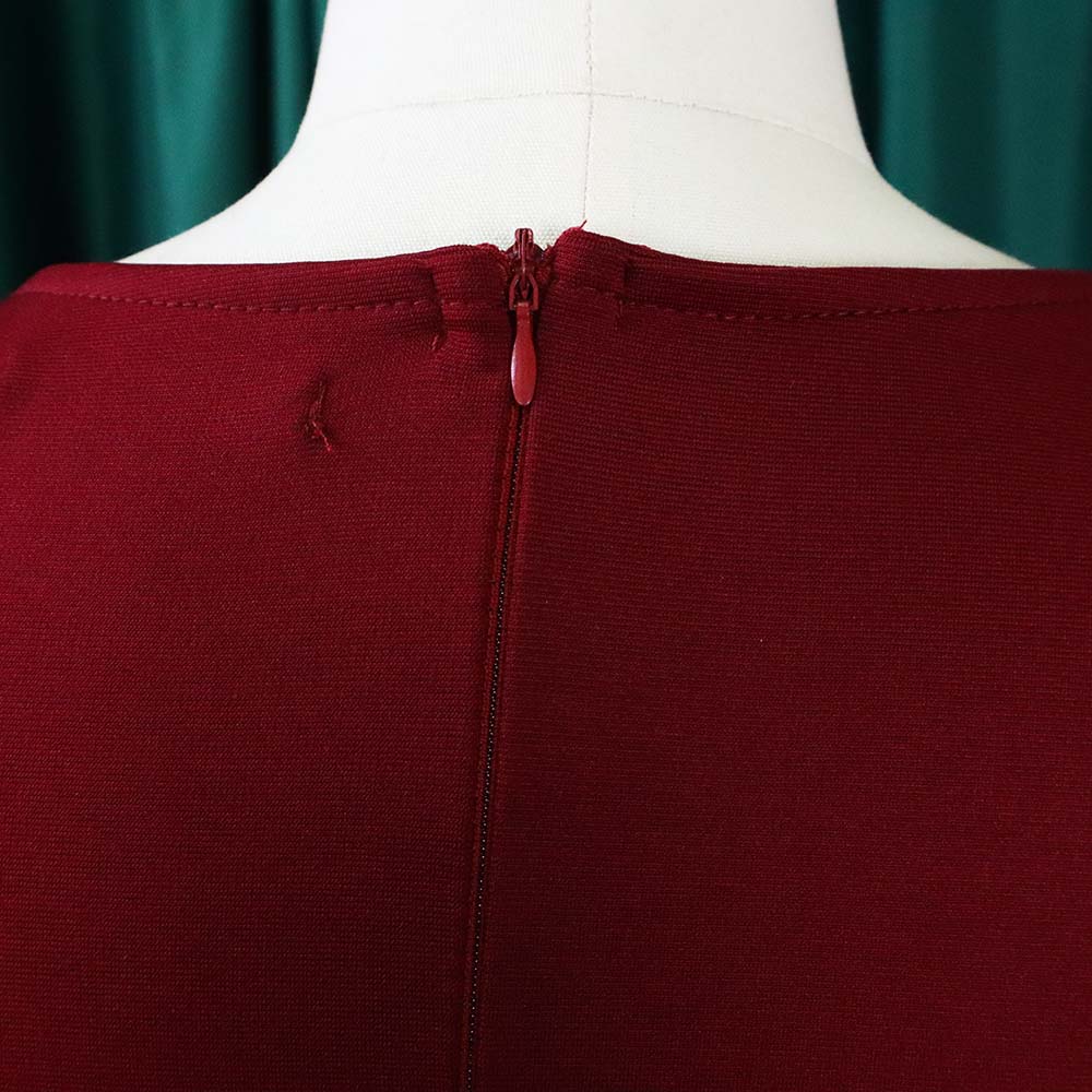 Autumn Professional Red Ruffle Sleeves Pencil Office Dress 6