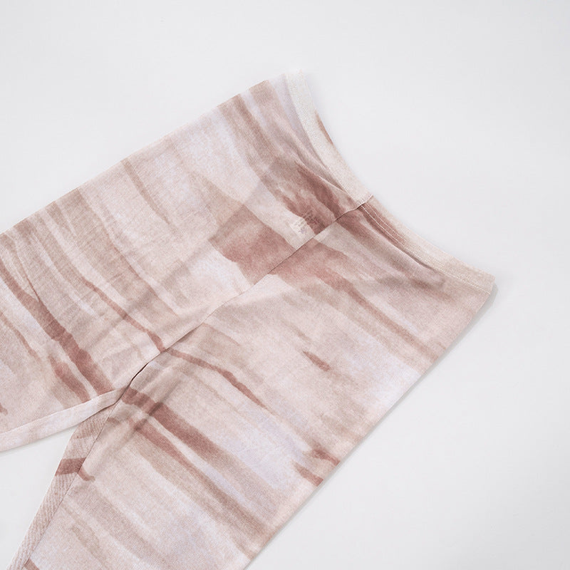 Women Spring and Summer Mesh Print See-Through Tight Pants 23