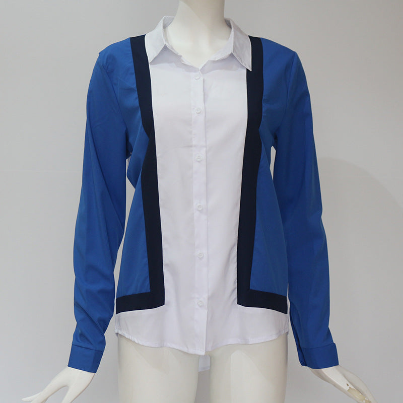 Women Casual Long Sleeve Color Block Shirt 26
