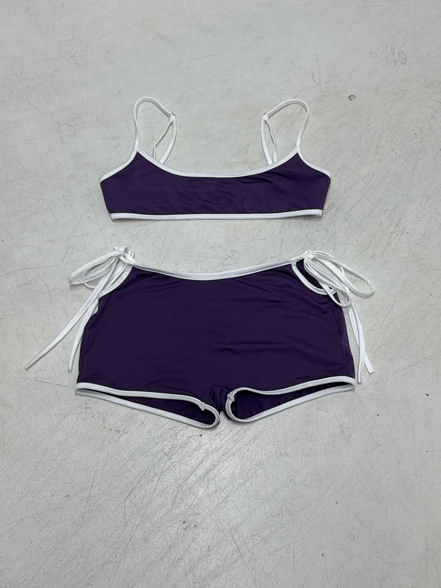 Women Contrast Sexy Open Waist Casual Suspender Top and Shorts Two-piece Set 20