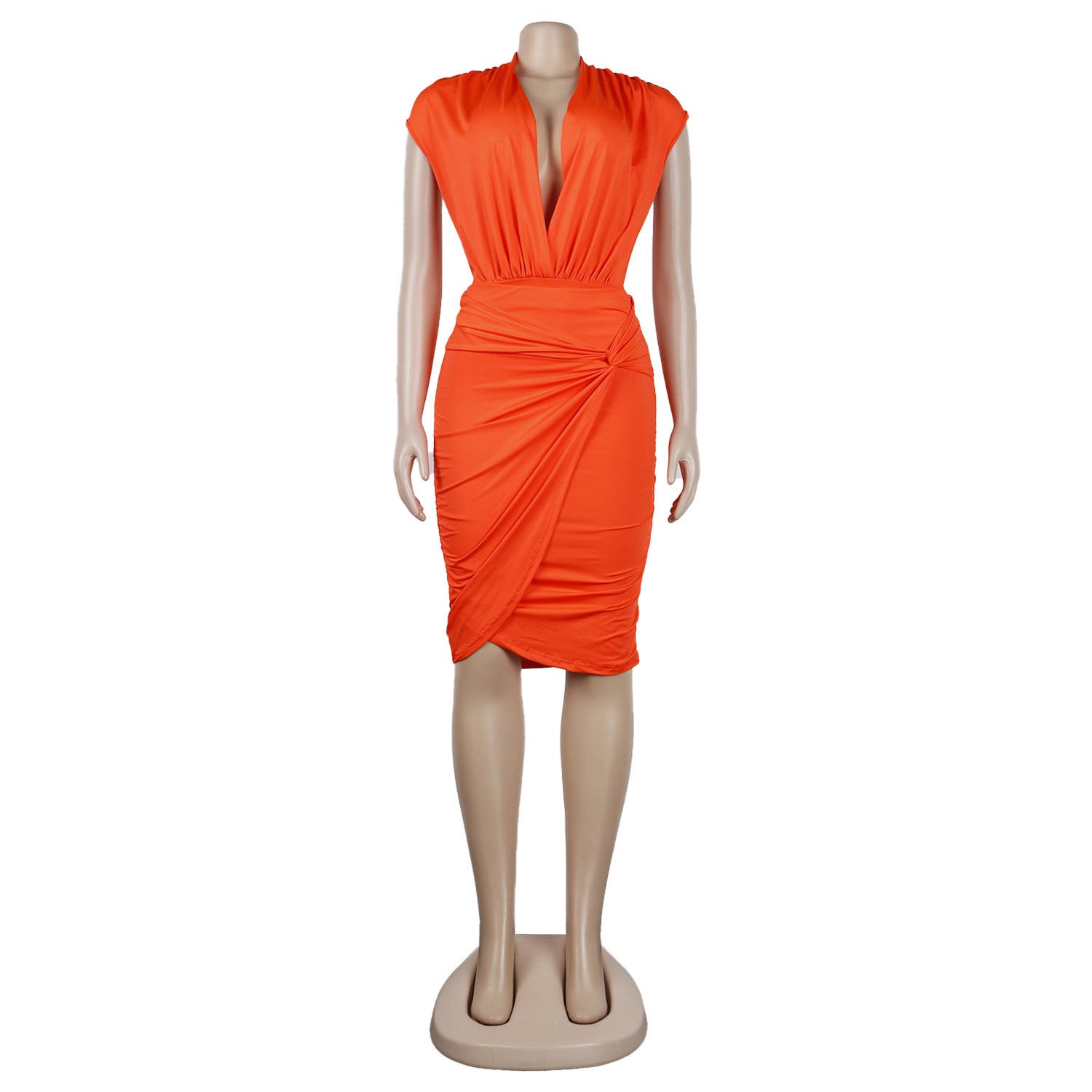 Sexy Solid Deep V-Neck Sleeveless Bodysuit And Skirt Two-Piece Nightclub Dress 25