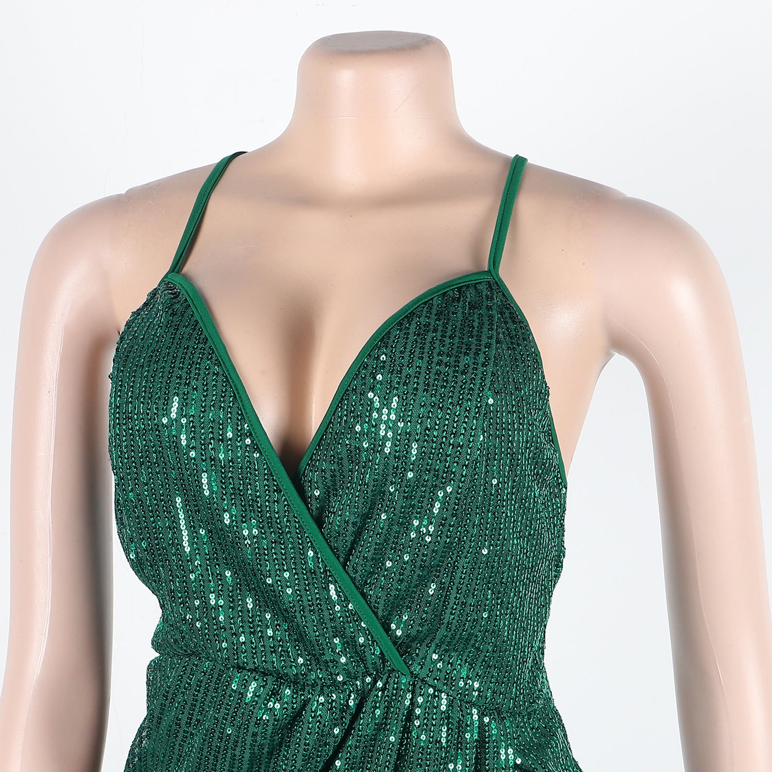 Sexy sequin strap slit dress nightclub dress 38