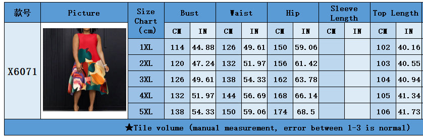 Plus Size Women Round Neck Casual Contrast Print Dress 4