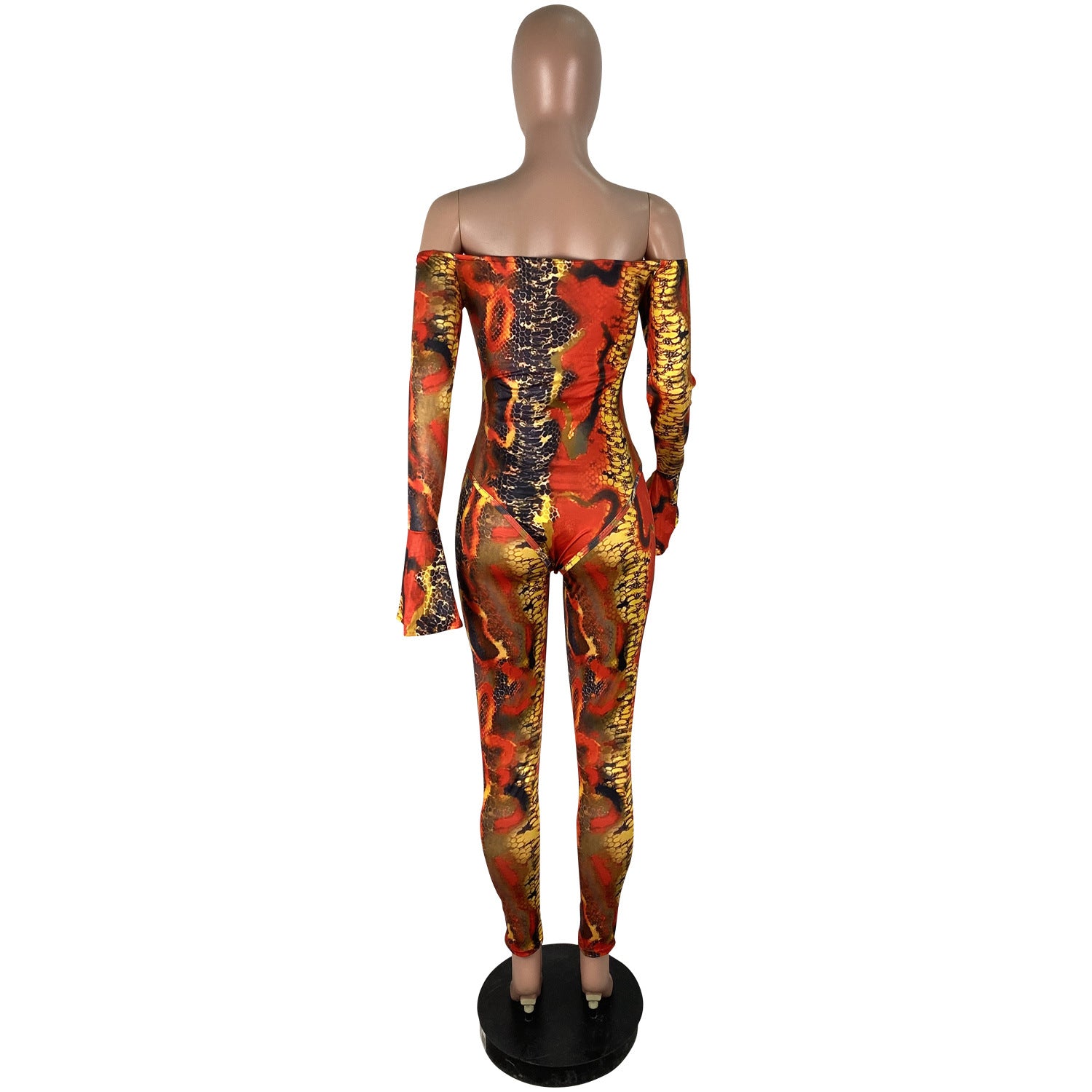 Women Long Sleeve Printed Bodysuit and Pant Two-piece Set 26