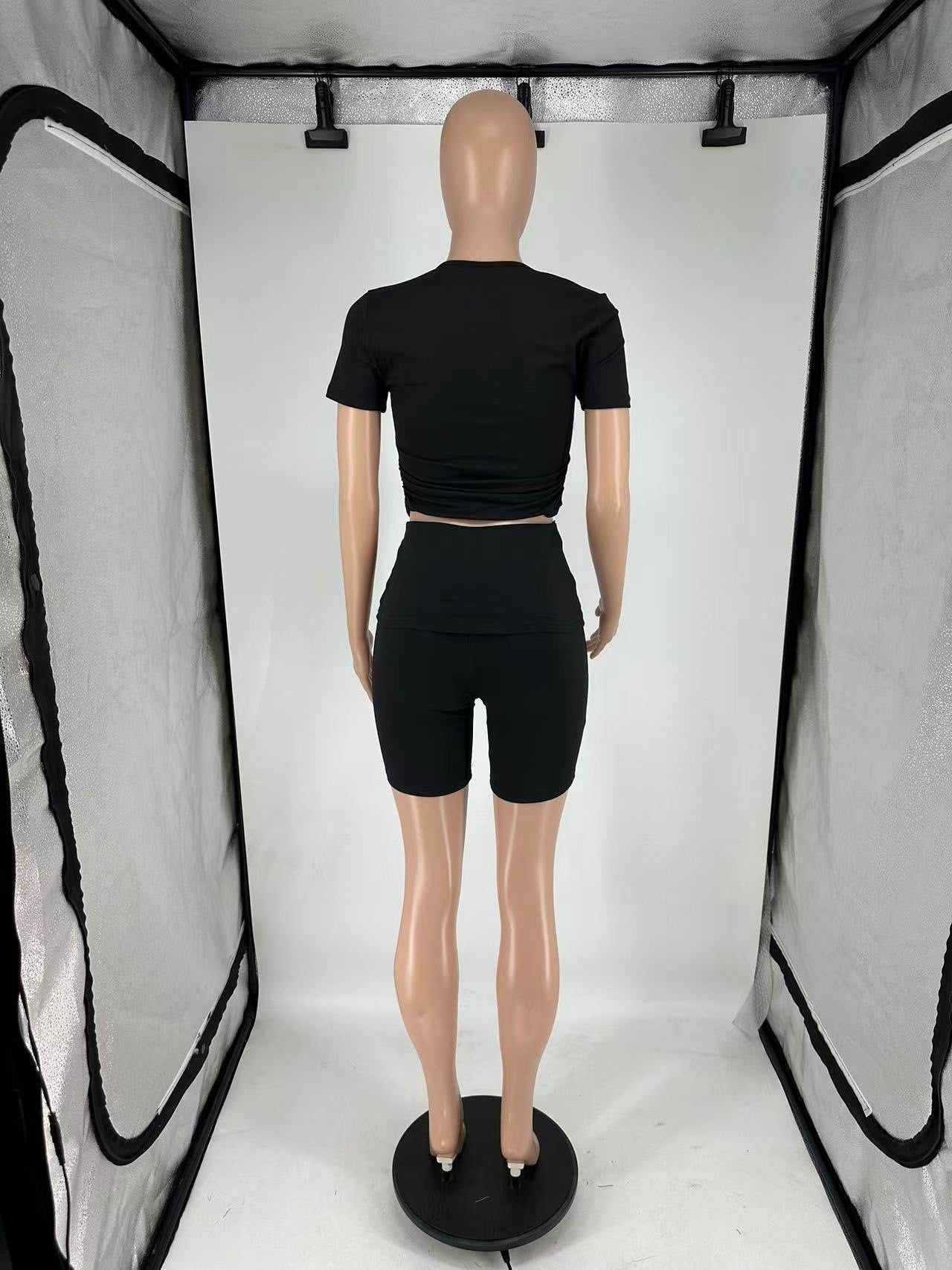 Short-Sleeve Round Neck Shorts Set Casual Summer Outfit 10