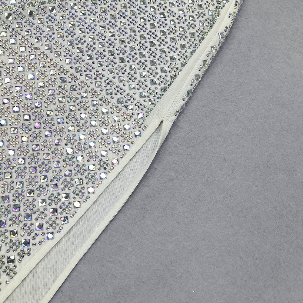 Summer Women Elegant Slit Beaded Strap Maxi Dress 8