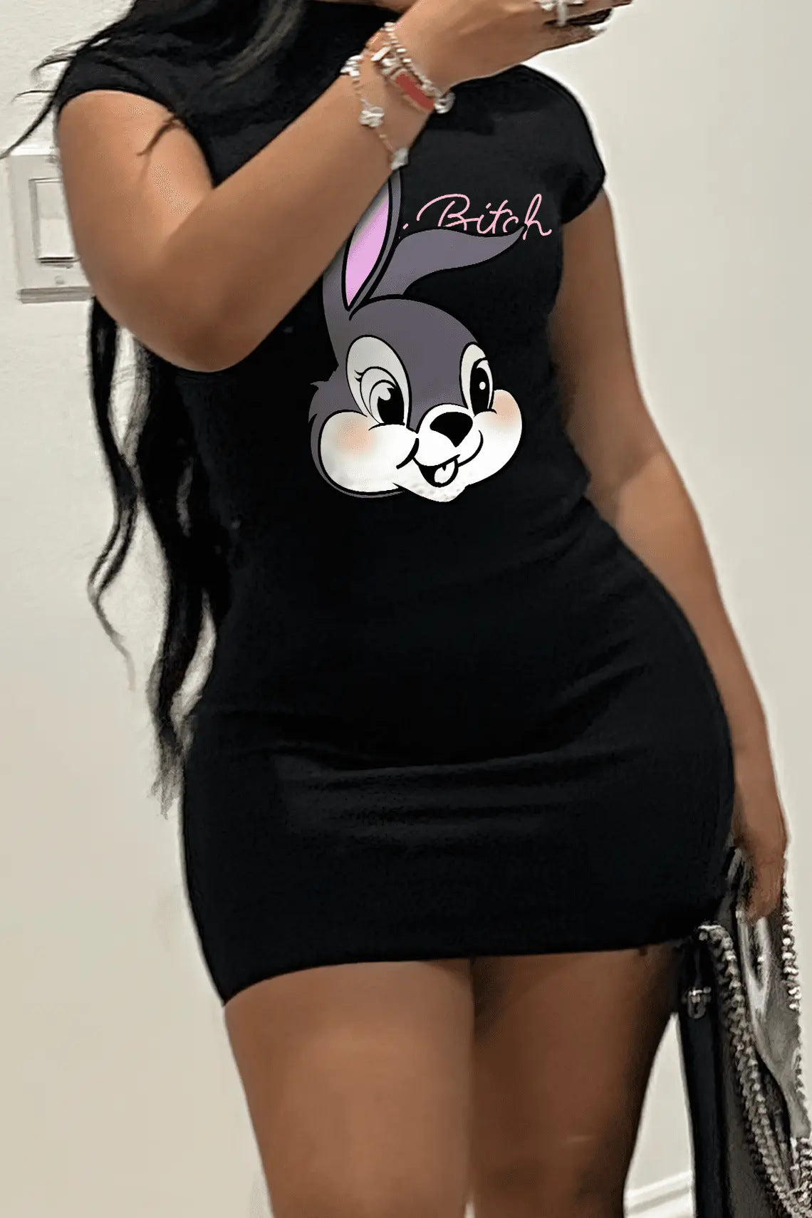 Women's Spring And Summer Sexy Short-Sleeved Print Bodycon Dress 3