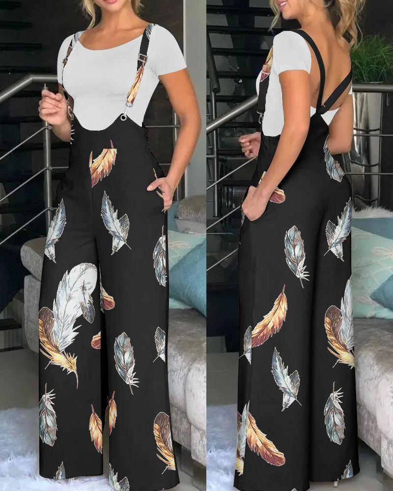 Women's fashion print jumpsuit overalls 3