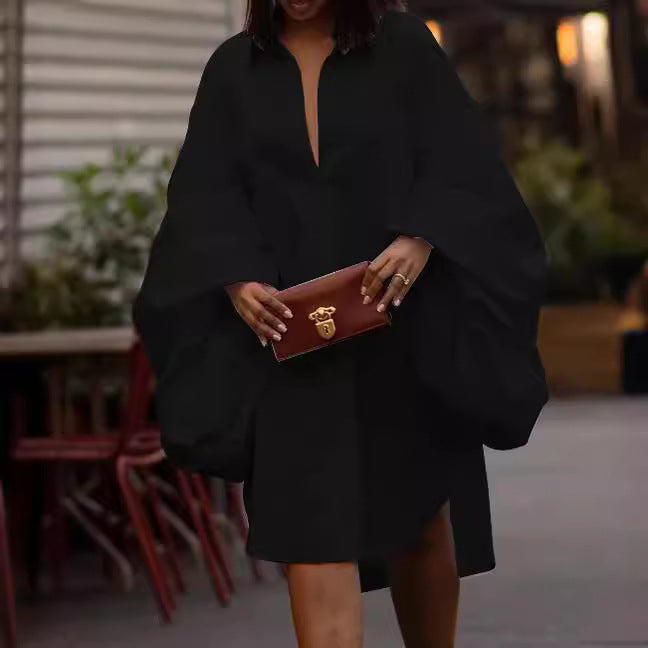 Autumn And Winter Women's Loose Long Sleeve Shirt Dress 4