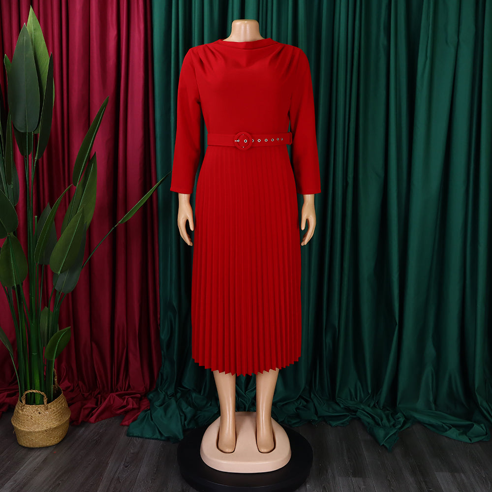 Women's Fashion Chic Elegant Pleated Elegant Solid Color Plus Size Dress 15