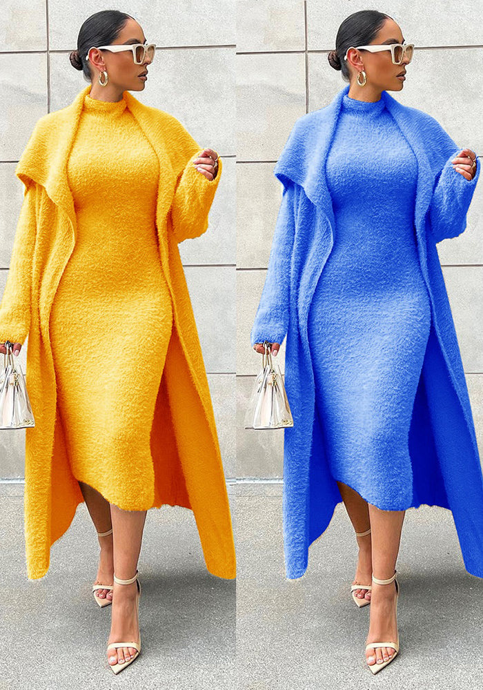 Women Fall/Winter Dress and Jacket Two-Piece Set