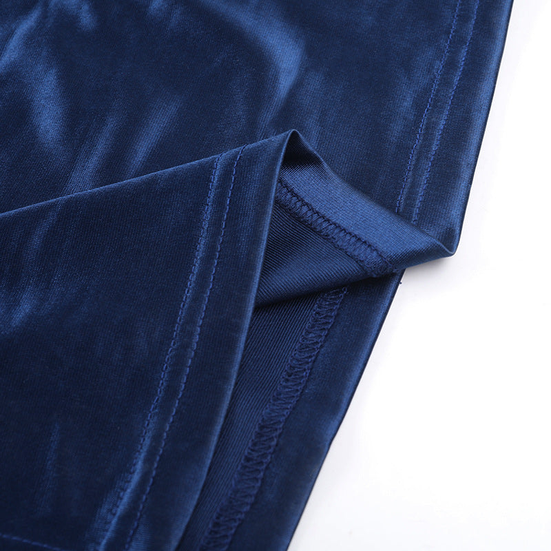 Women autumn sexy pleated slit Dress 17