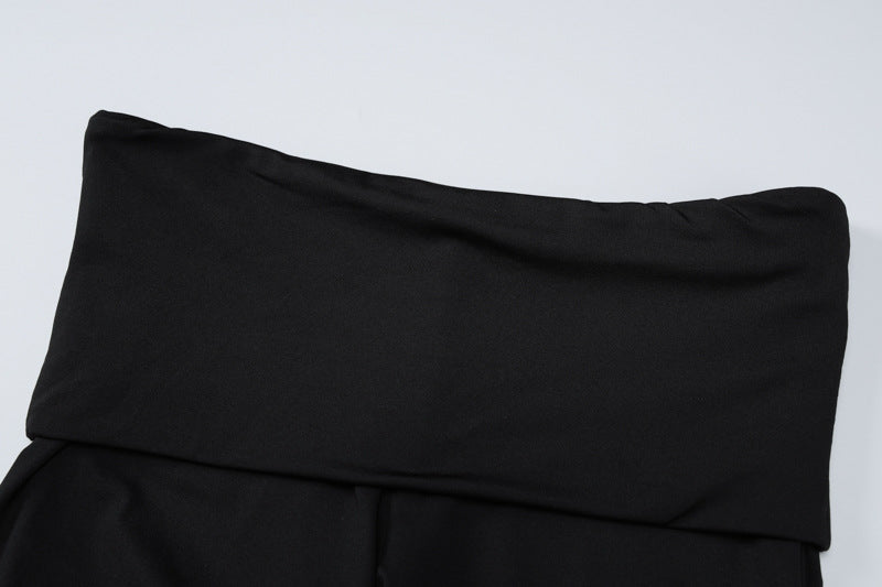 Women's Spring Fashion V-Neck Crop Top Slim Solid Color Tight Pants Two Piece Set 16