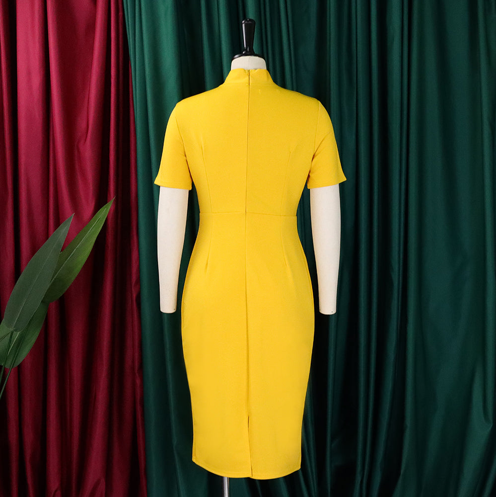 Women's Fashion Short Sleeve Lace-Up Slim Pencil Vocation Chic Dress 14