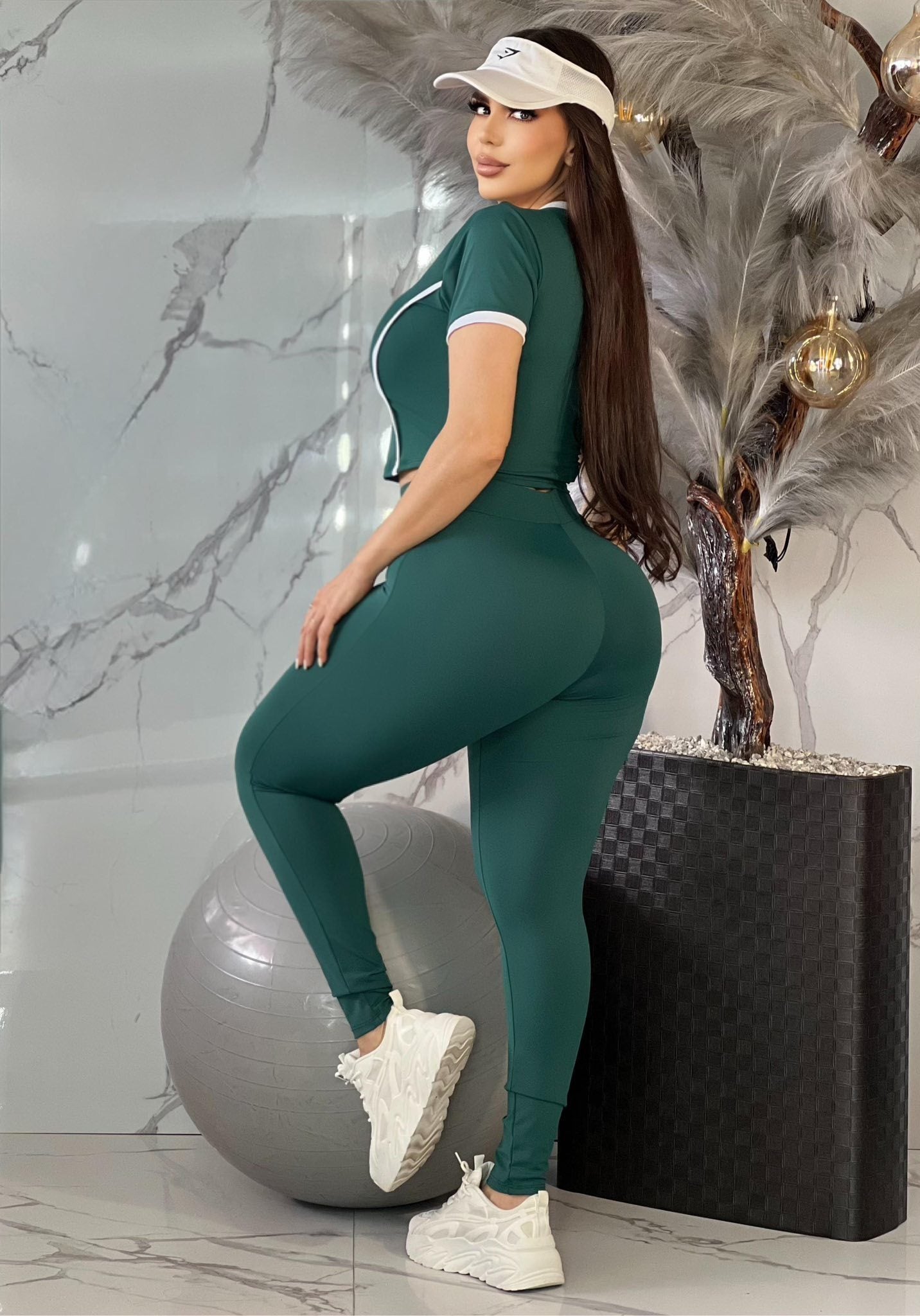 Women Letter Solid Sport Yoga Two-Piece Set 7