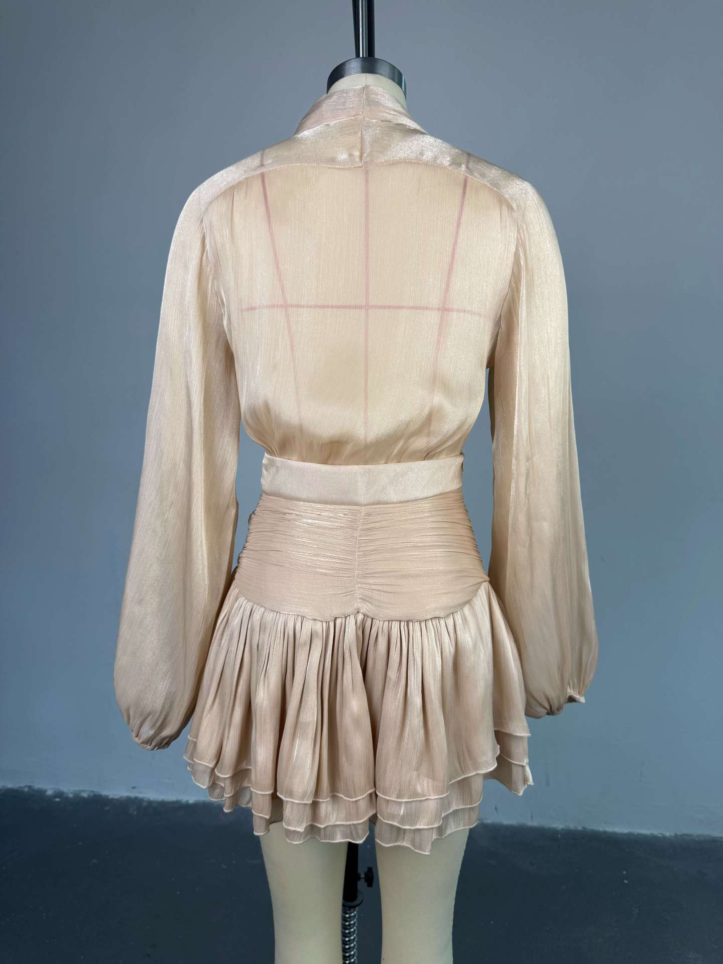 Women Bow Tie Top and Pleated Skirt Casual Two Piece Set 13