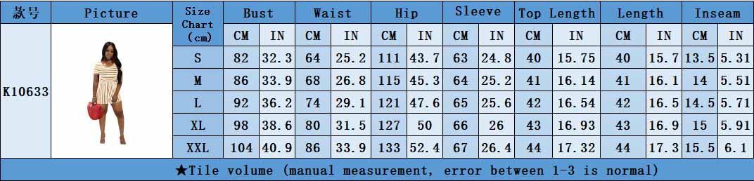 Women Round Neck striped print Top and Shorts two-piece set 8