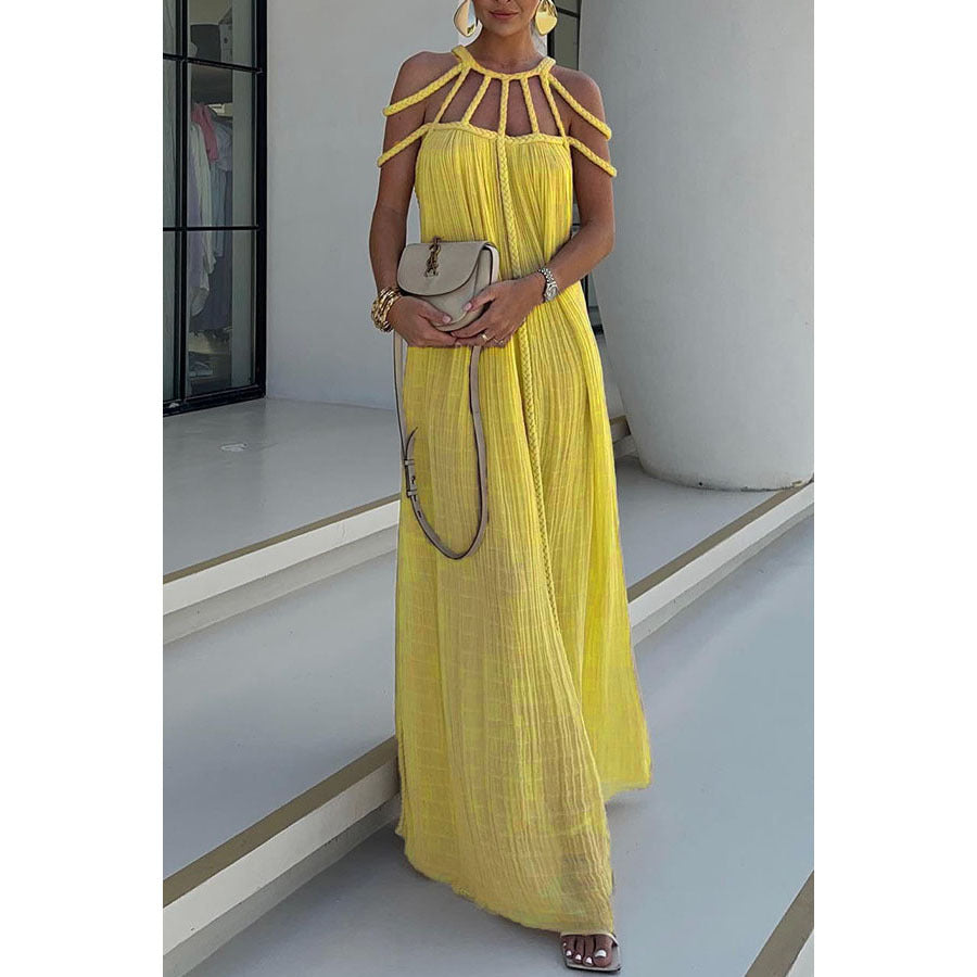 Women Spring Summer Casual Drawstring Holidays Loose Dress