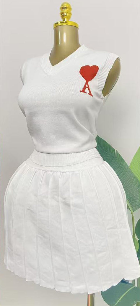 Summer Knitting Two-Piece Skirt Set