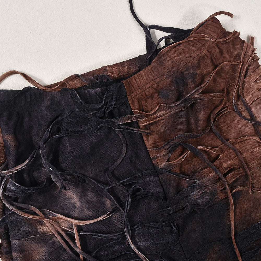 Women Style Tie Dye Tassel Casual Pants 14