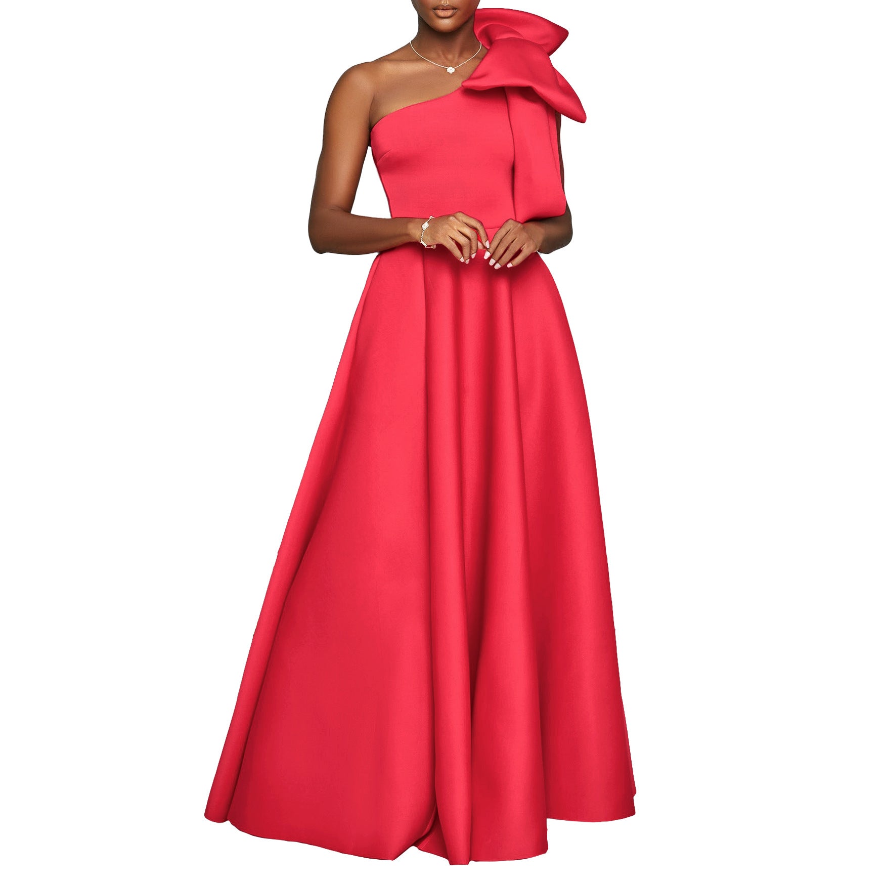 Women's Slash-Shoulder Big Bow Sexy Evening Dress 9