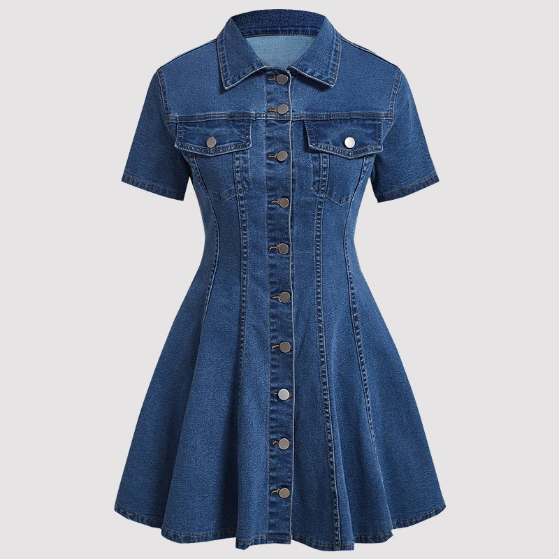 Women Denim Short Sleeve Dress