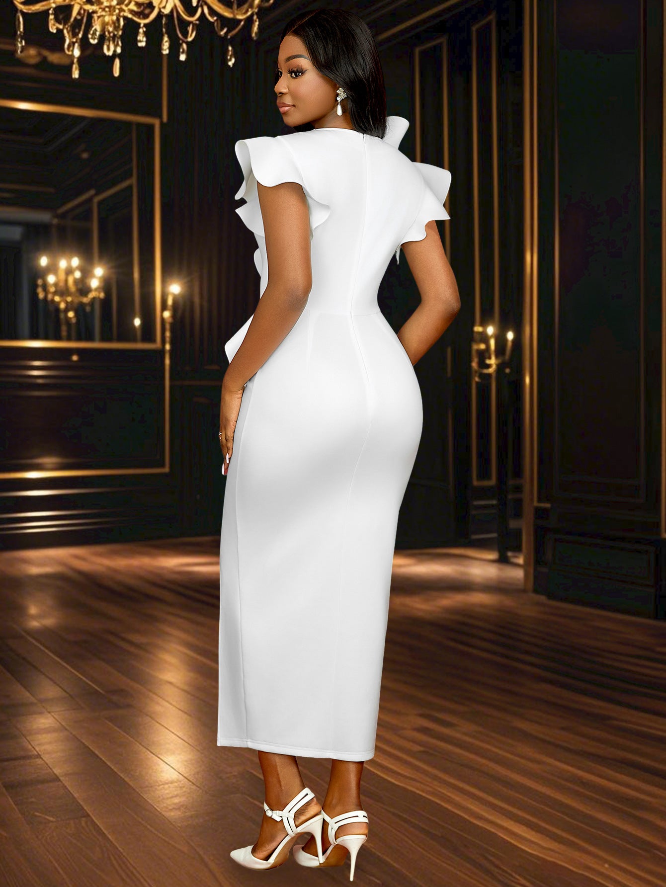 Women V Neck Formal Party Party Slit Maxi Dress 6