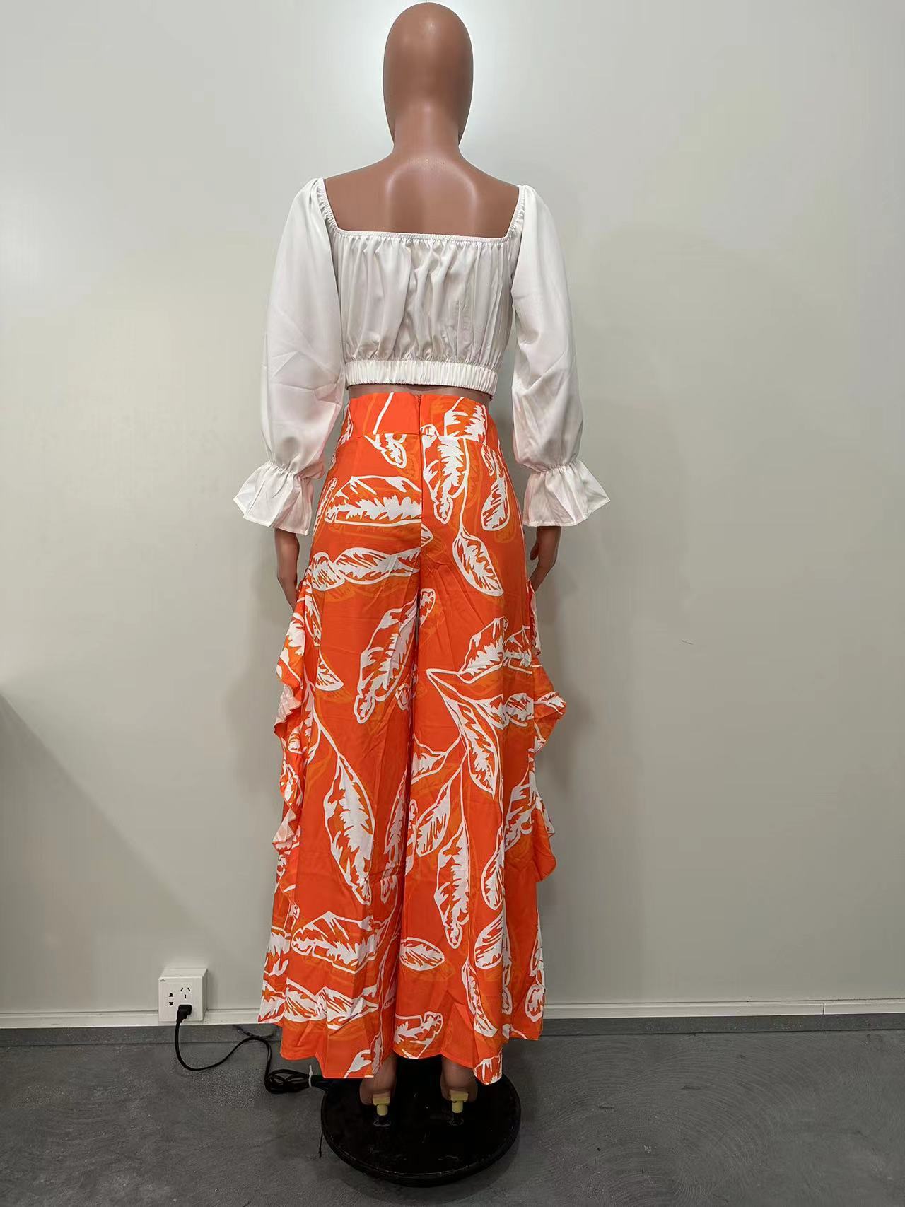 Sexy Off Shoulder Top Ruffle Edge Pants 7