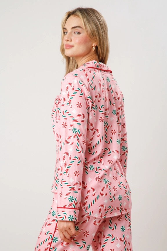 Christmas Women Printed Casual Long-Sleeve Top and Pajama Two-Piece Set 9