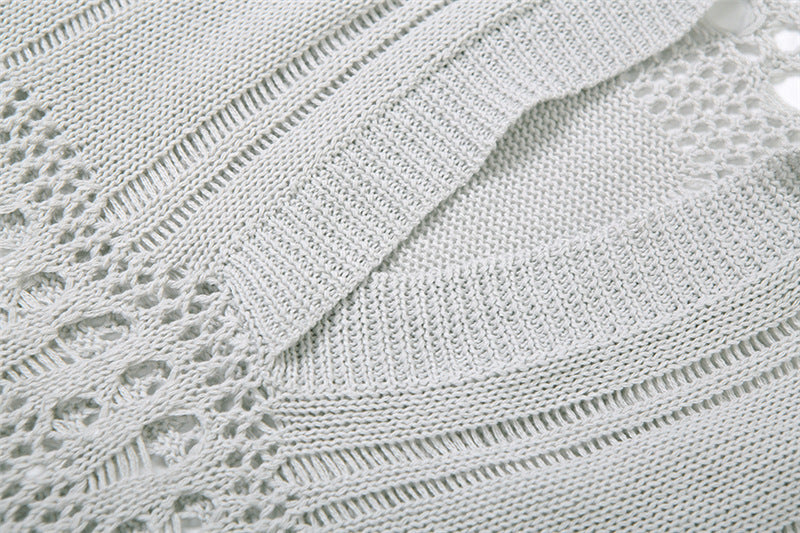 Women Fall Knitting Cutout Ripped Sexy V-Neck Bodycon Dress 13