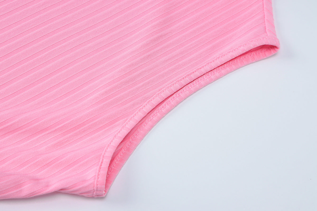 Women's Summer Fashion Sexy Back Hollow Slim Patchwork Pleated Dress 15