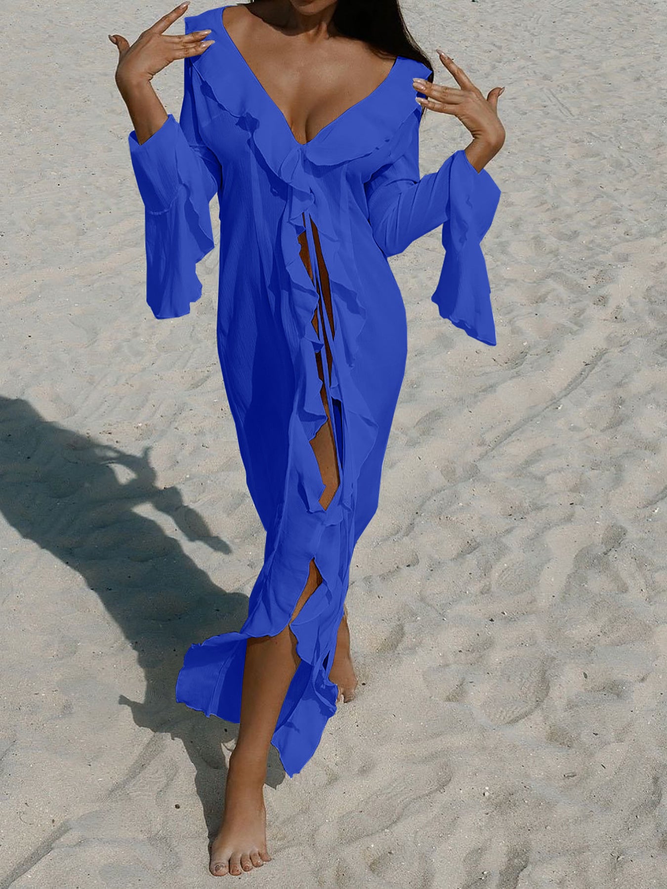 Spring Summer Long Sleeve Cardigan Beach Bikini Sun Protection Cover-up 19