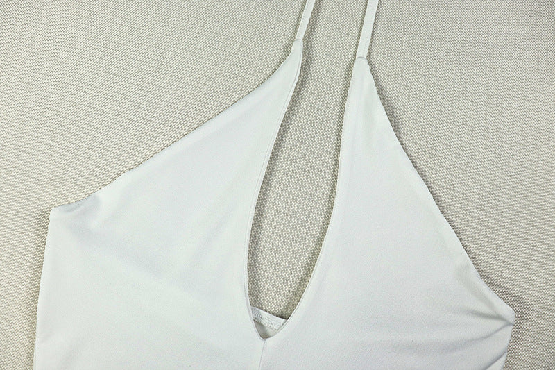 Women's Solid Chic Low Back Cross Halter Neck Long Dress 12