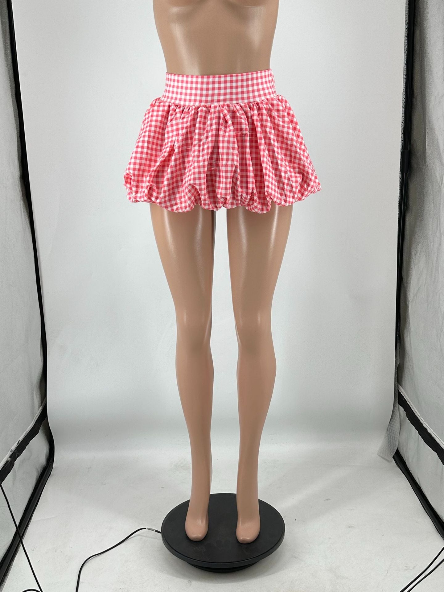 Women Solid Stretch Pleated Skirt Bubble Skirt 21