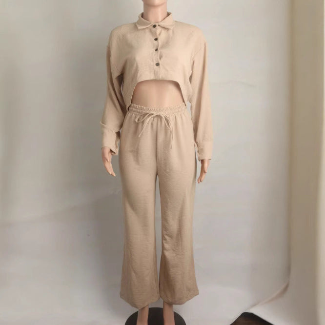 Women woven casual top and pant Two Piece Set