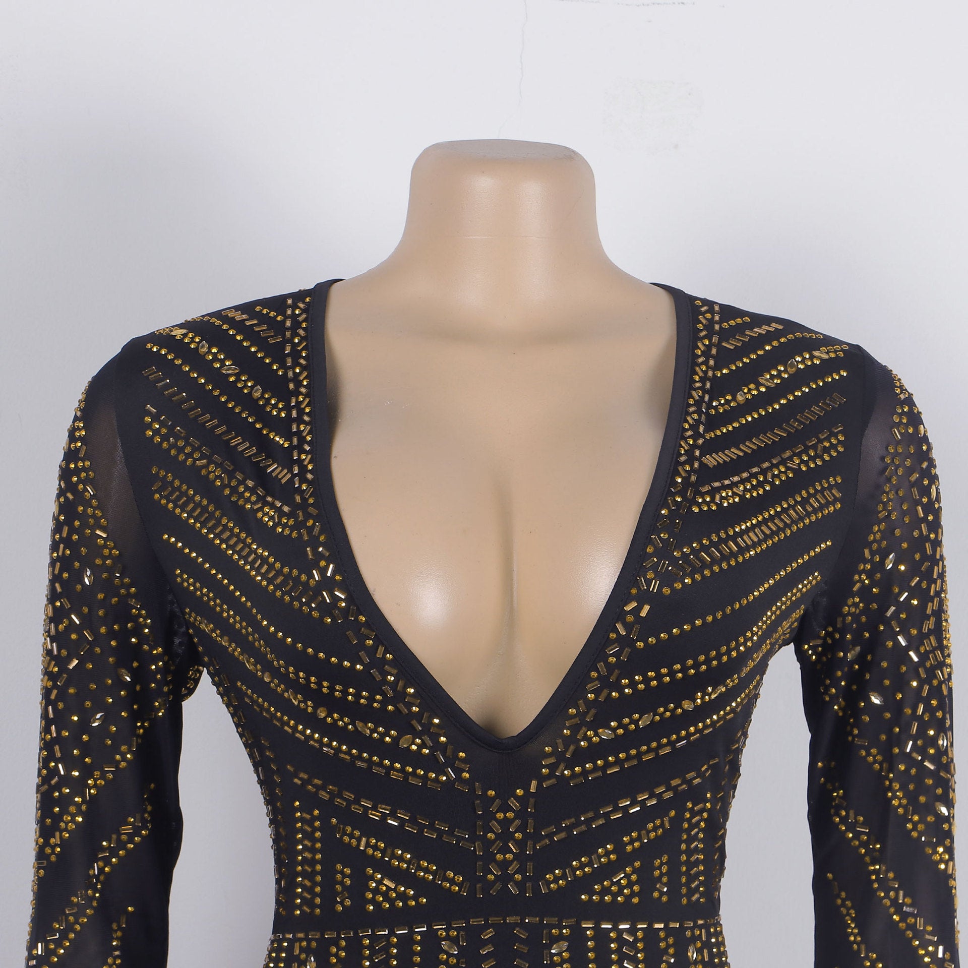 Women Sexy Beaded V-Neck Stretch Jumpsuit 25