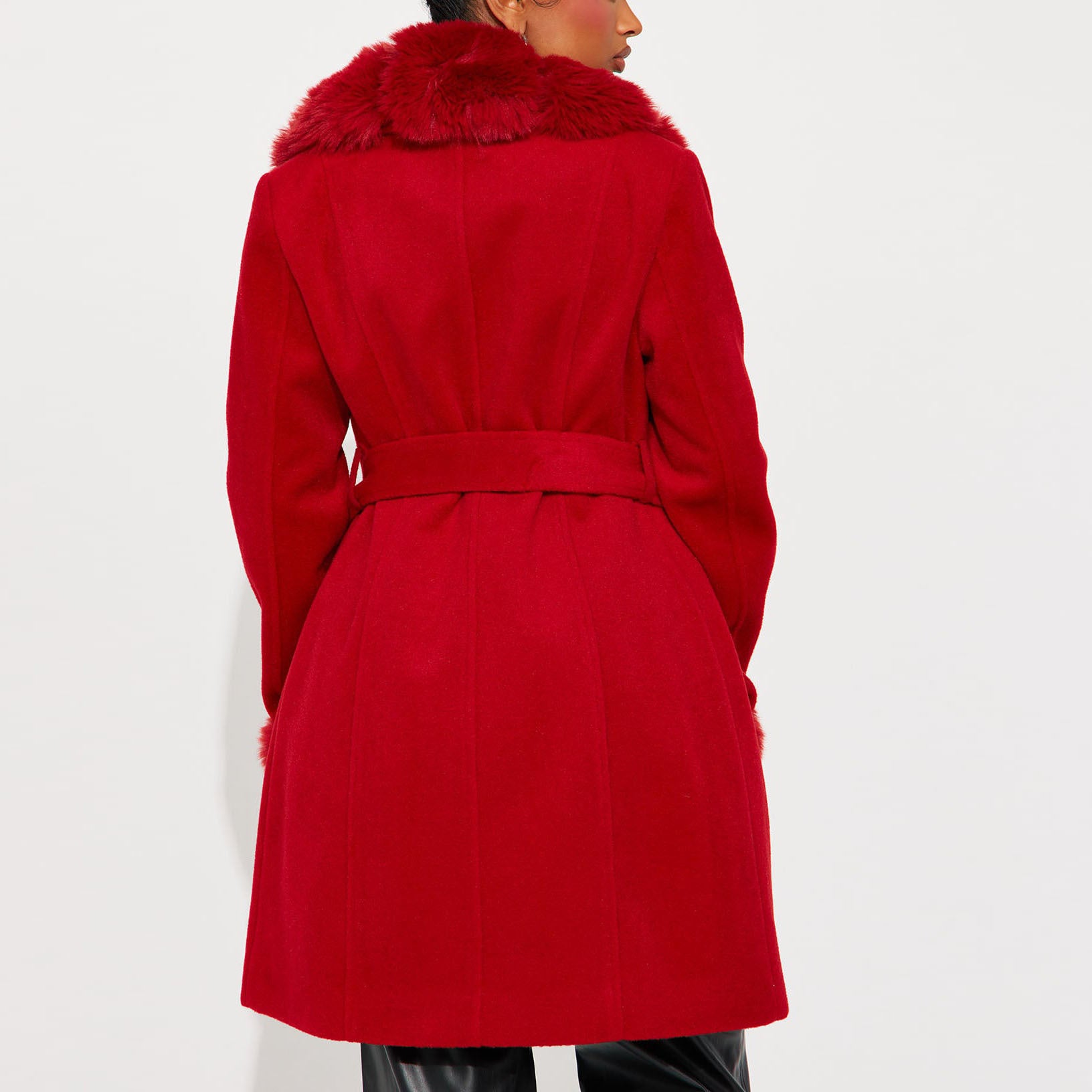 Fur Collar Slim Waist Faux Fur Coat 6