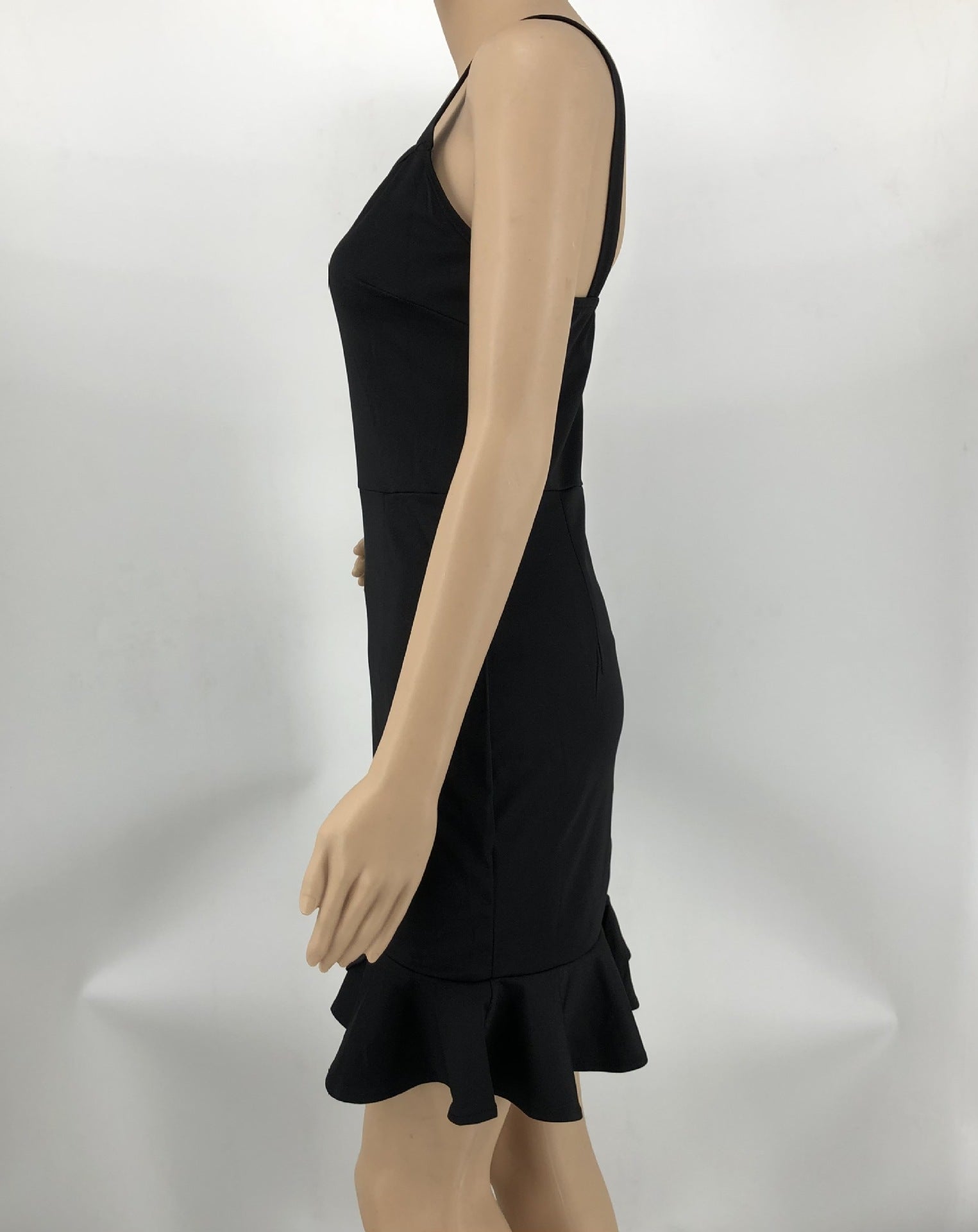 Fashion Solid Color Straps Ruffle Bodycon Dress 10