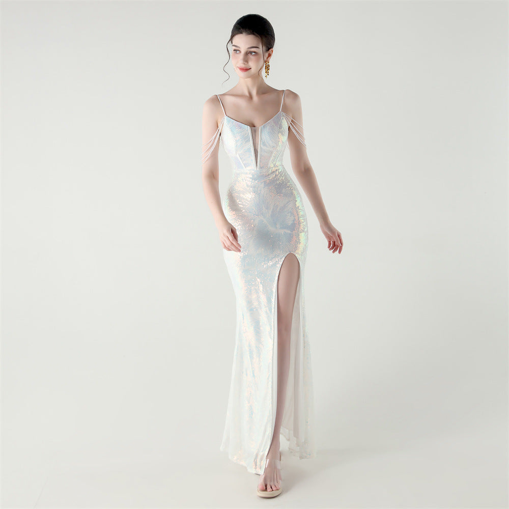 Women cross Lace-Up fishtail evening dress Formal Party evening dress 10