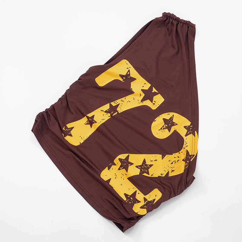 Women Spring Summer Sexy Slash Shoulder Print Top and Cropped Pants Two Piece Set 13