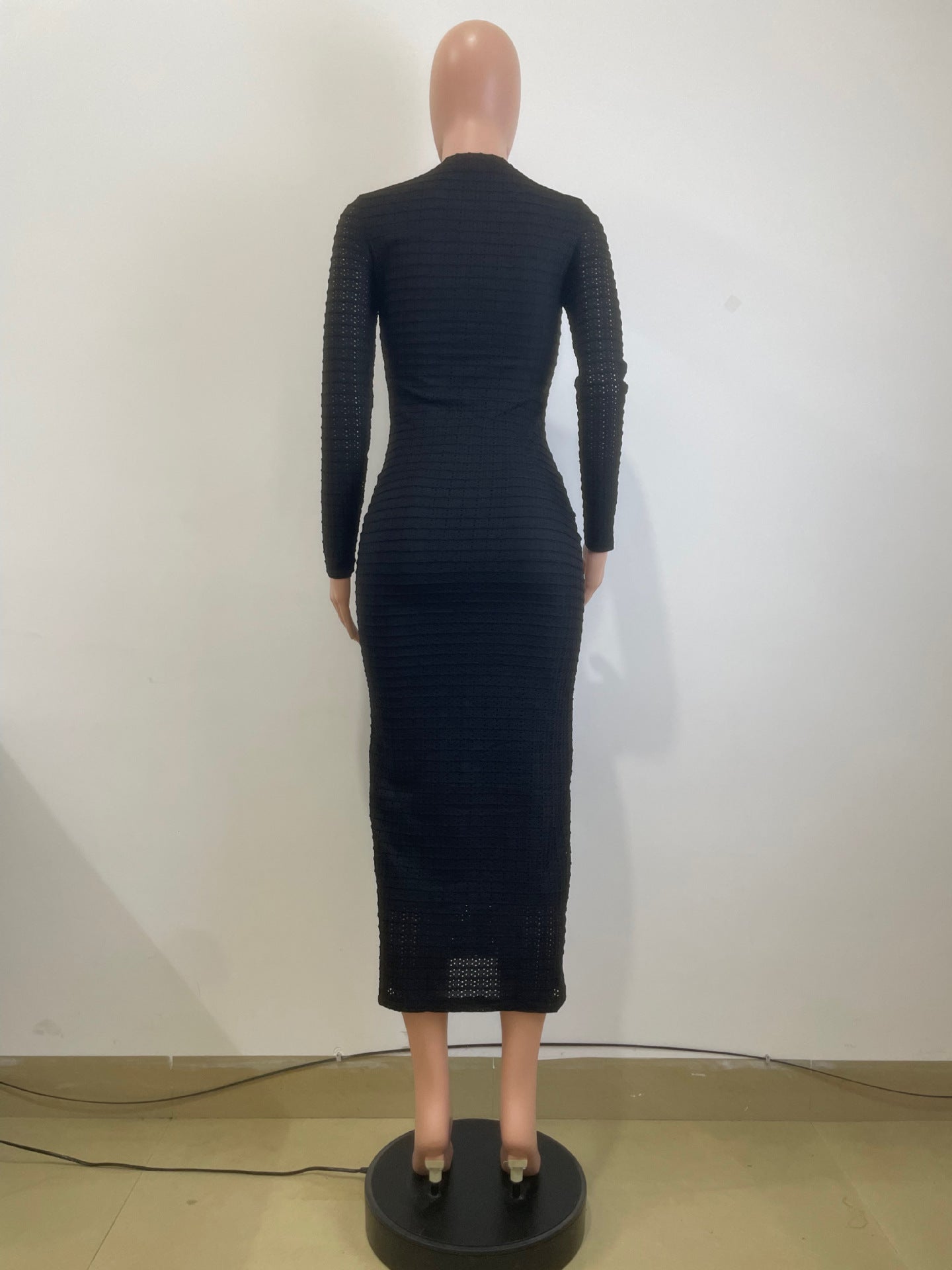 Women Autumn French Retro Knitting Long Sleeve Dress 8