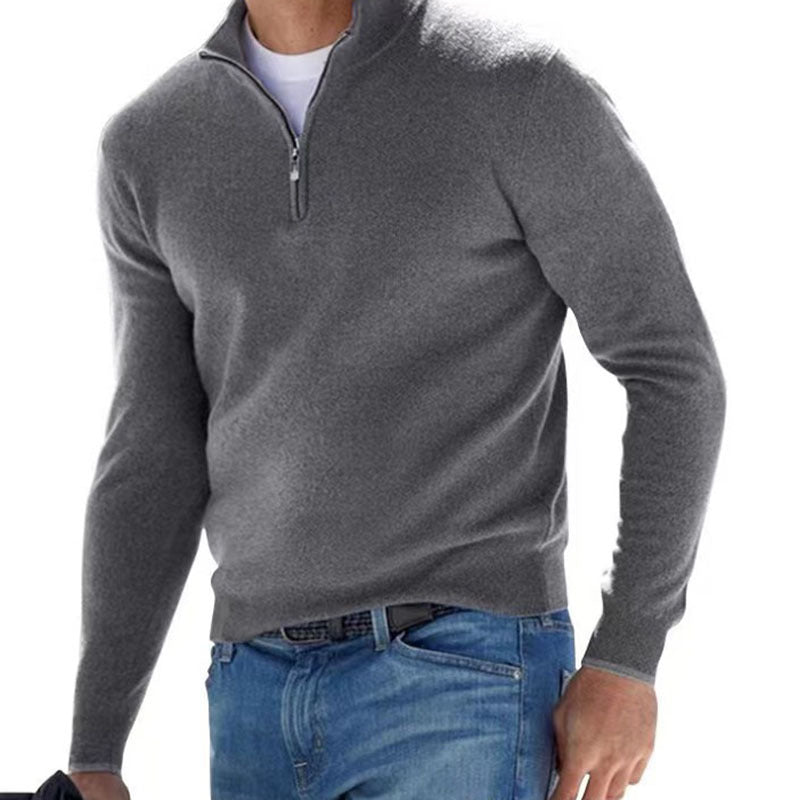 Men's Autumn Long Sleeve V-Neck Zipper Casual Top 19