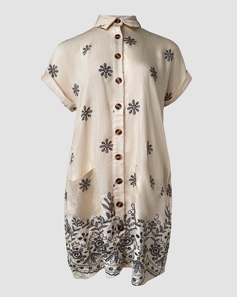 Women's Short Sleeve Casual Shirt Dress 4