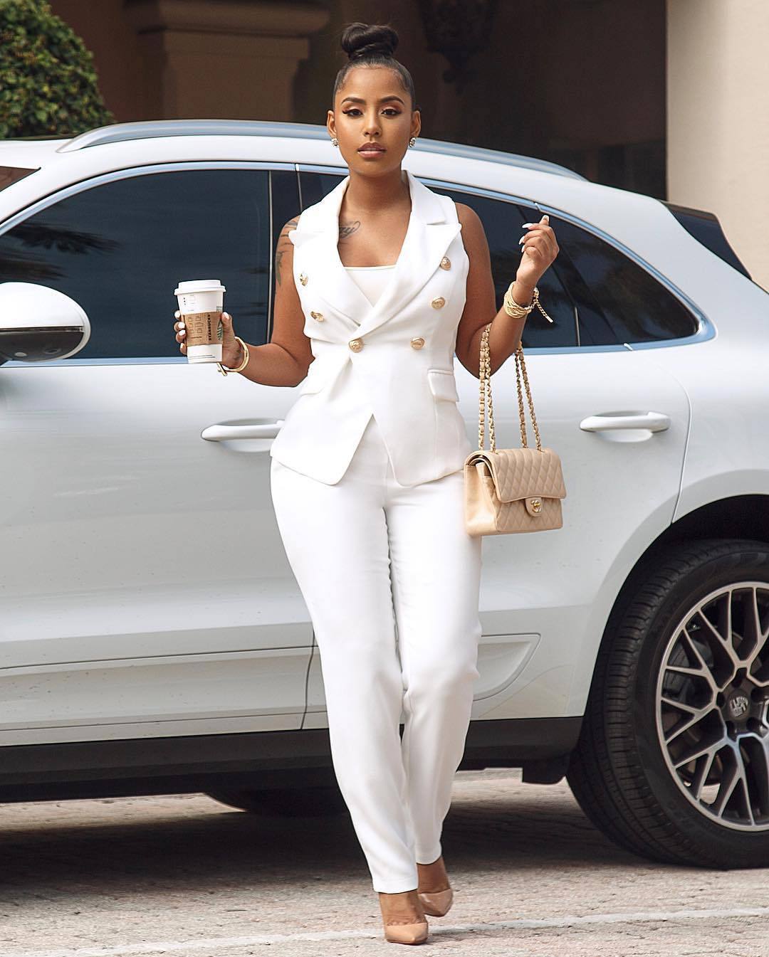 Women's Office Two Piece Vest Blazer and Pants Career Suit Summer 7