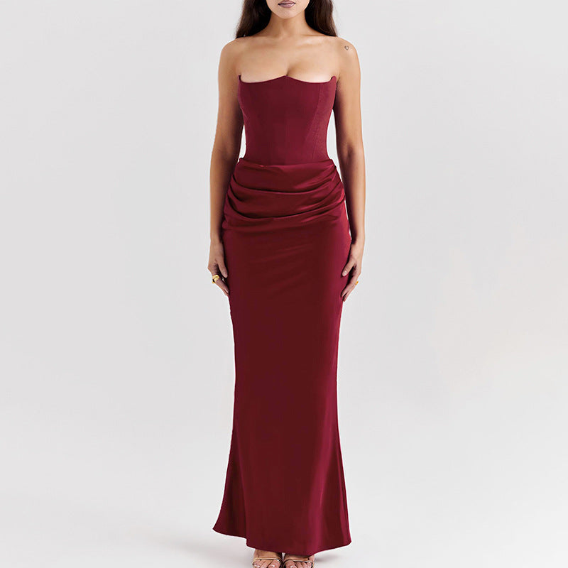 Summer Sexy Strapless Slim Long Dress 10