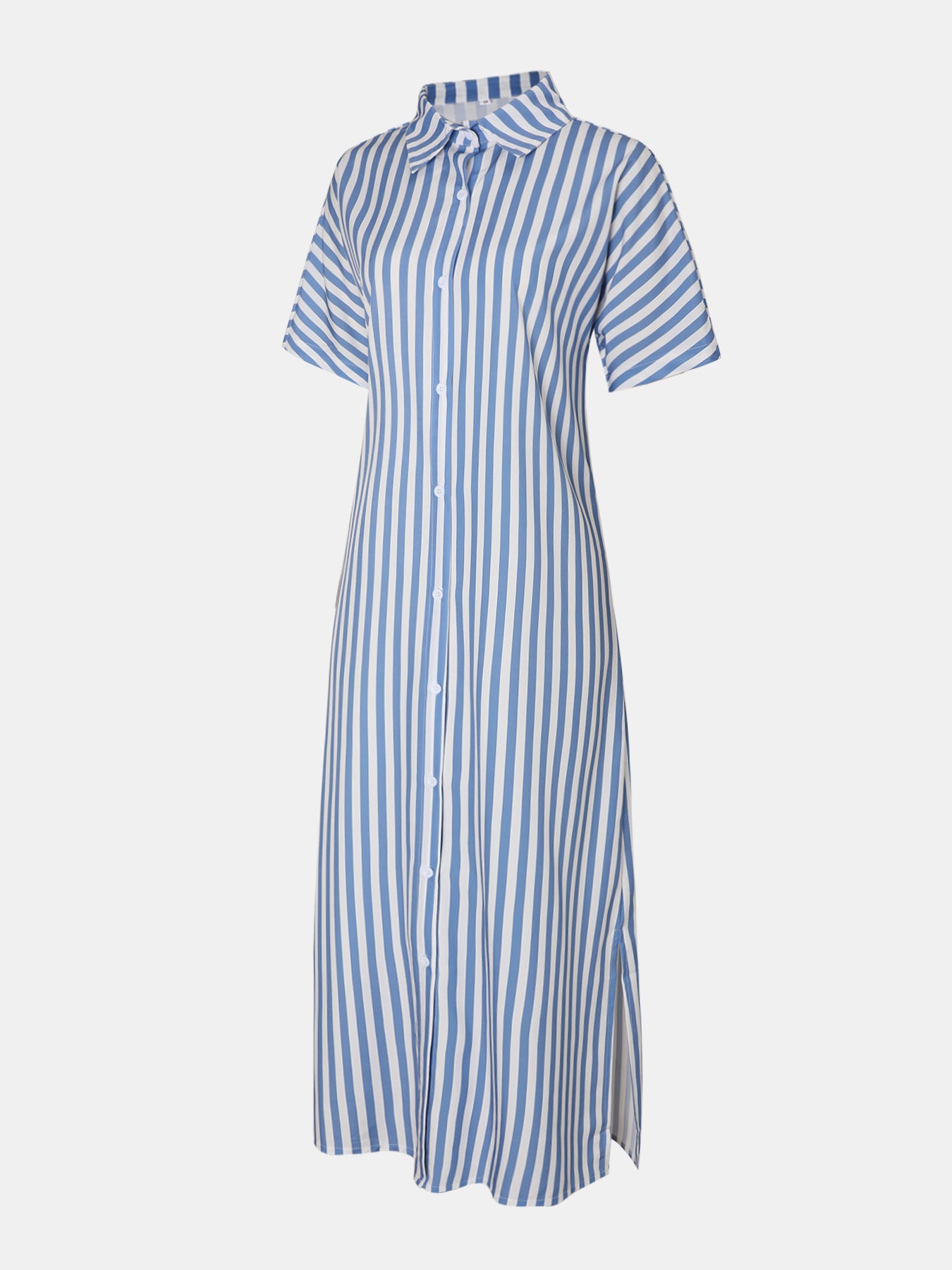 Striped shirt loose long dress 3