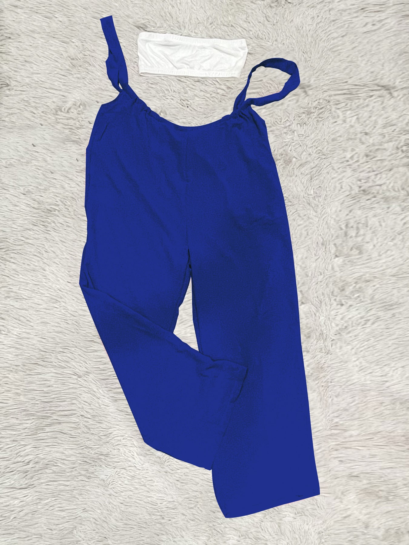 Drawstring Suspenders Wide Leg Trousers Strapless Crop Top Two-Piece Set 24