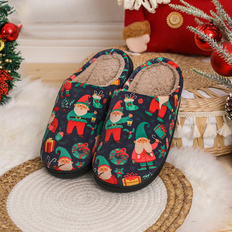 Santa Claus Slippers For Men And Women Autumn And Winter Cute Cartoon Home Non-Slip Couple Indoor Fleece Shoes 7